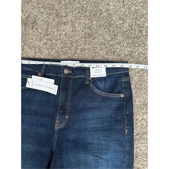 NWT TopShop Jamie Flare Jeans High Rise Dark Wash Indigo Women’s W34 L32 Stretch - Picture 7 of 11
